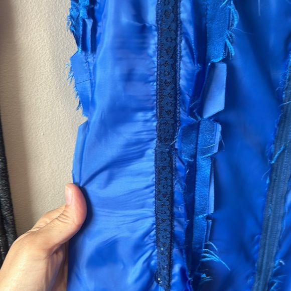 elegant royal blue dress with gorgeous fluffy sleeves strap - Picture 9 of 9